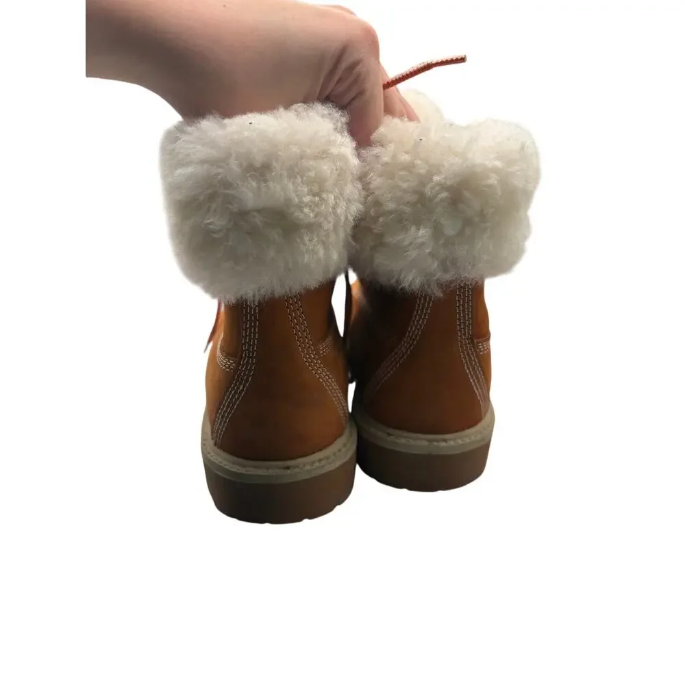 Life Outdoors Brown Leather Faux Fur Lace Up Winter Boots Women’s 7.5 Winter